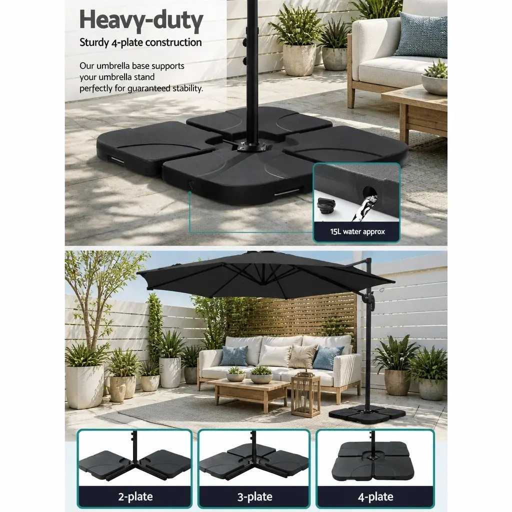 Outdoor Umbrella Polyester 3m Black Octagonal Canopy 360 Rotatable