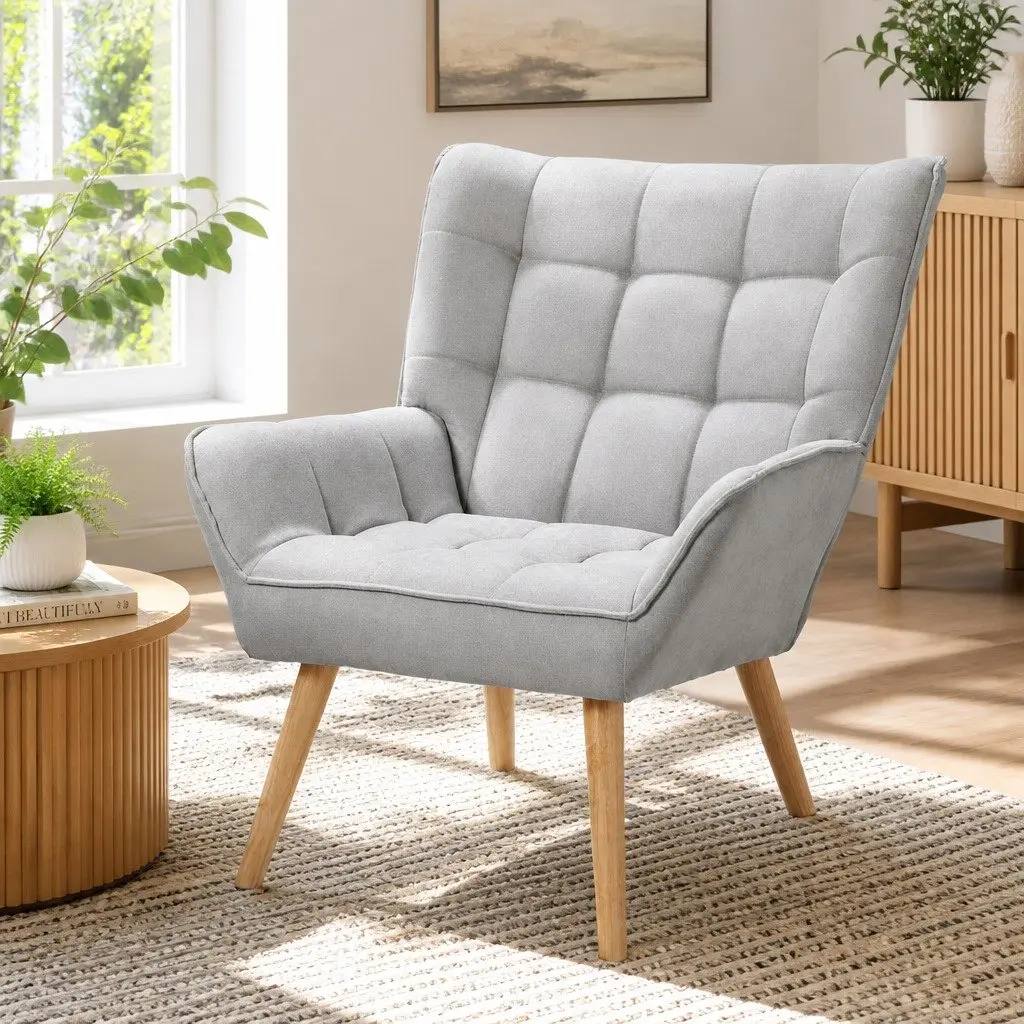Scandinavian Grey Accent Armchair