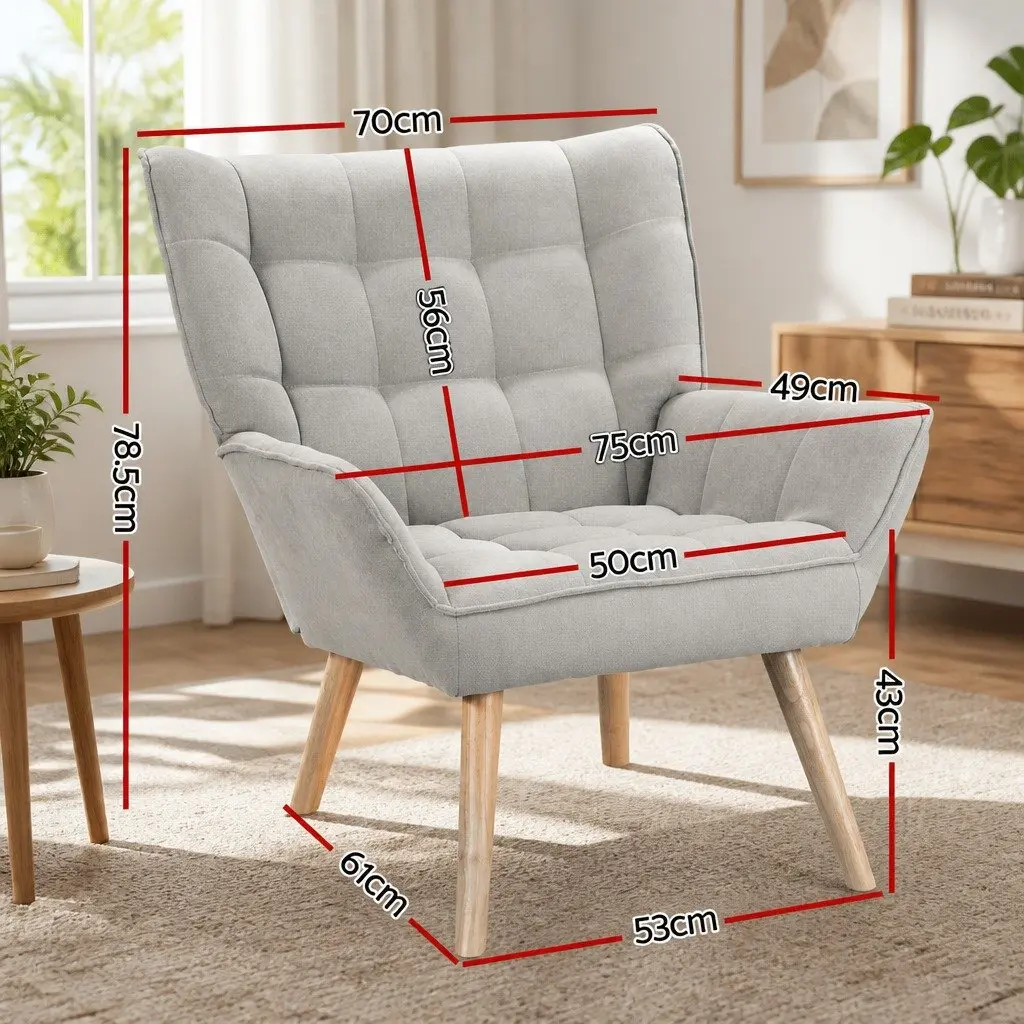 Scandinavian Grey Accent Armchair
