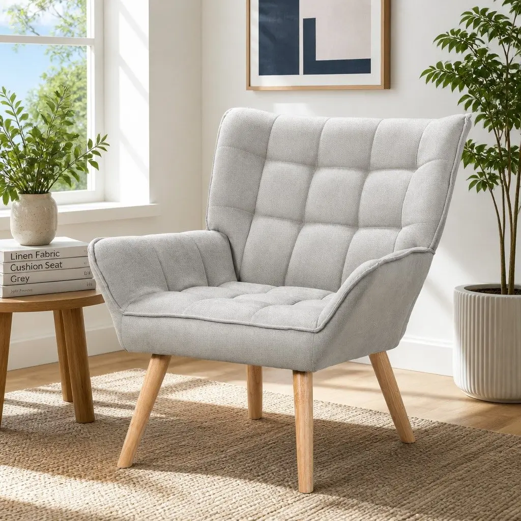 Scandinavian Grey Accent Armchair