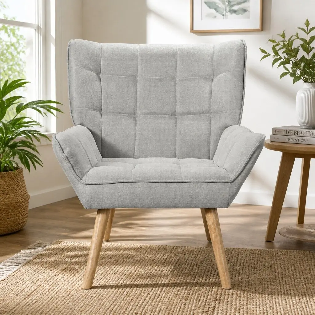 Scandinavian Grey Accent Armchair