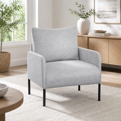 Stylish Grey Fabric Armchair with Cushioned Comfort
