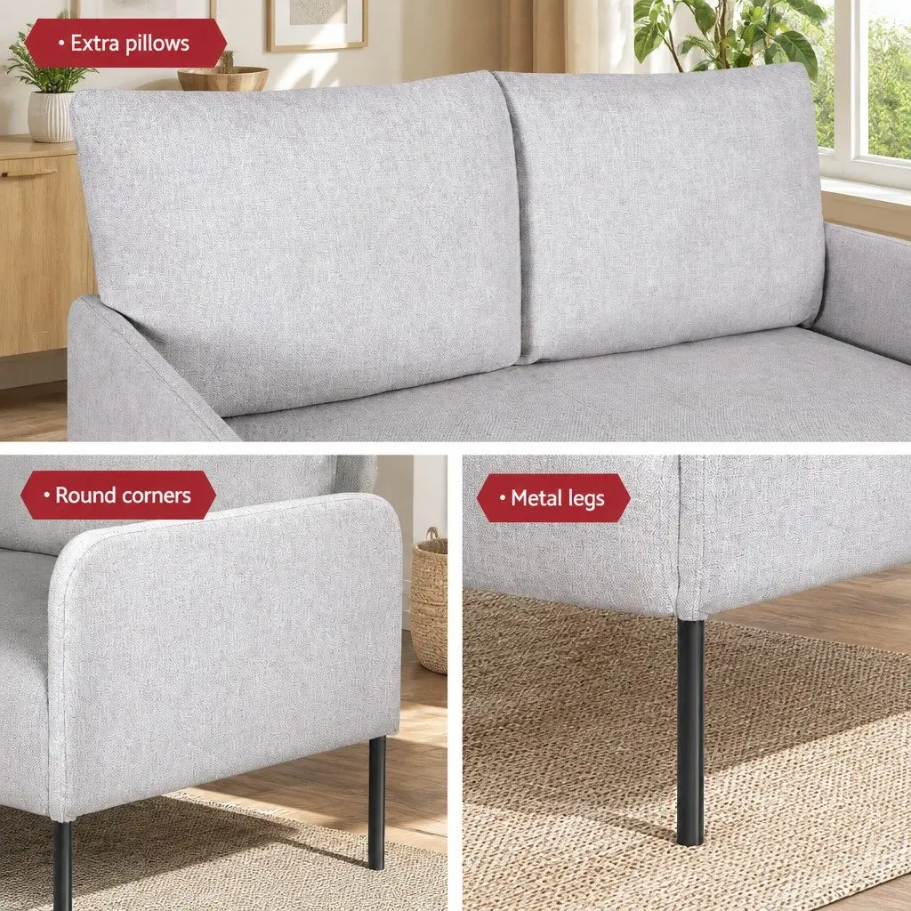 2 Seater Sofa Armchair Linen Grey