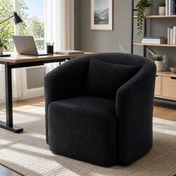 Comfort-Driven Round Swivel Armchair with Sherpa Fleece
