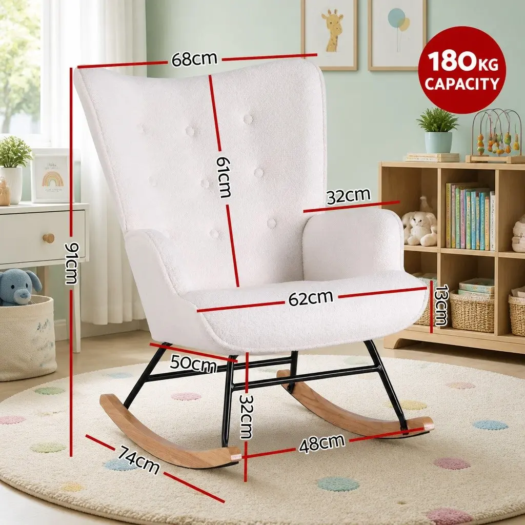 Rocking Armchair with Boucle Upholstery