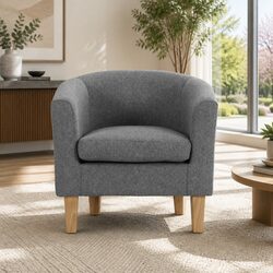 Contemporary Grey Tub Chair with Robust Backrest