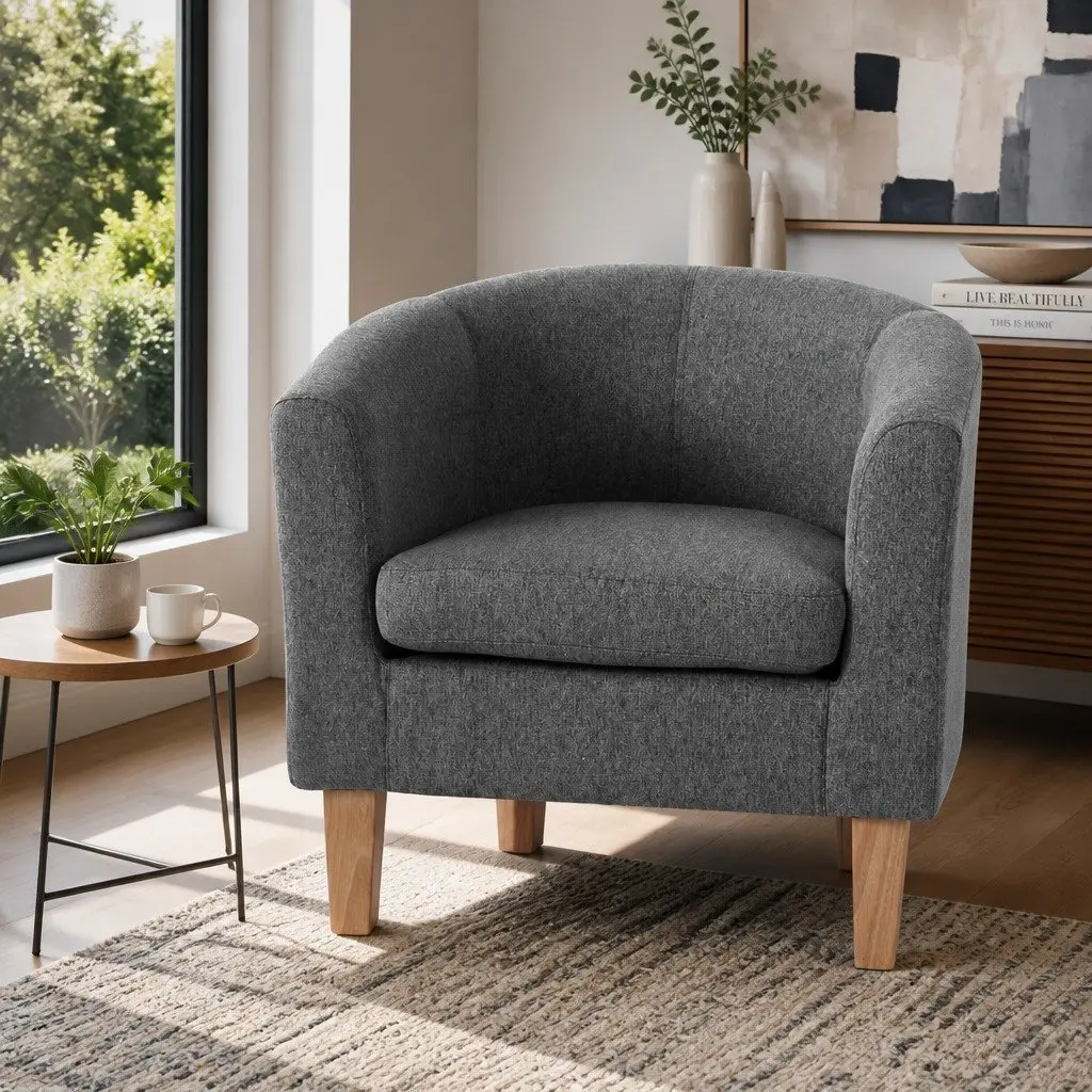 Armchair Linen Fabric 70cm Grey
