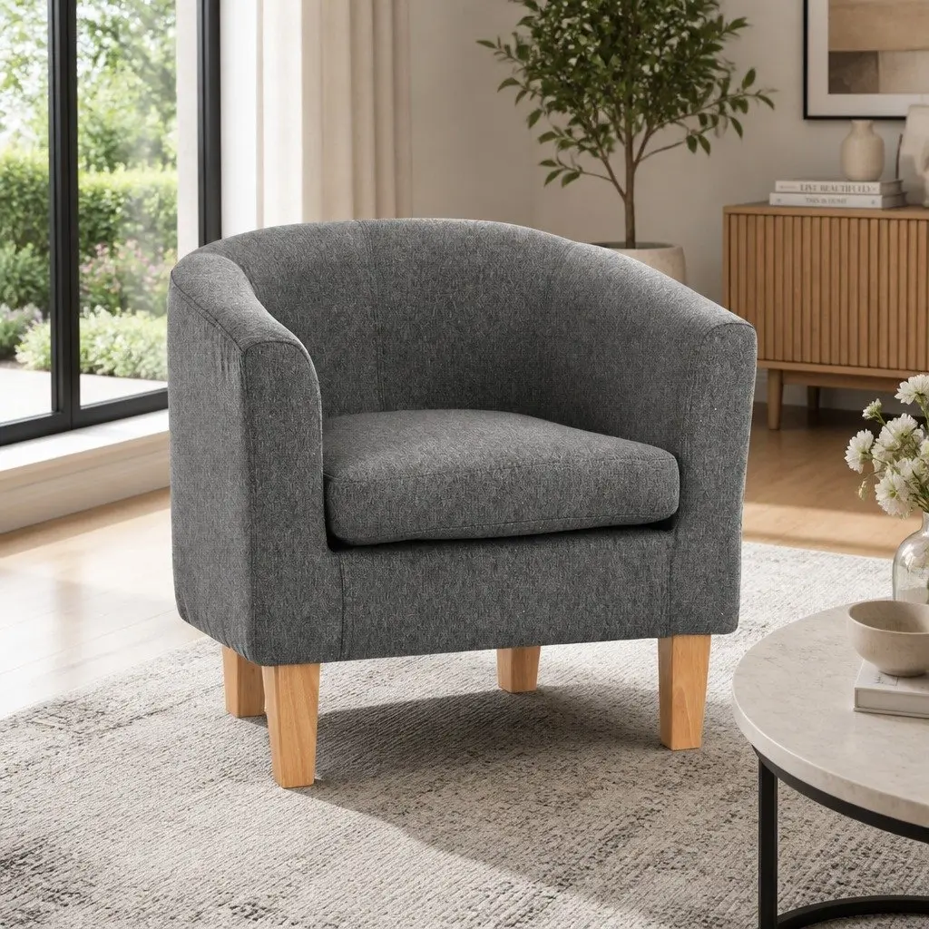 Armchair Linen Fabric 70cm Grey