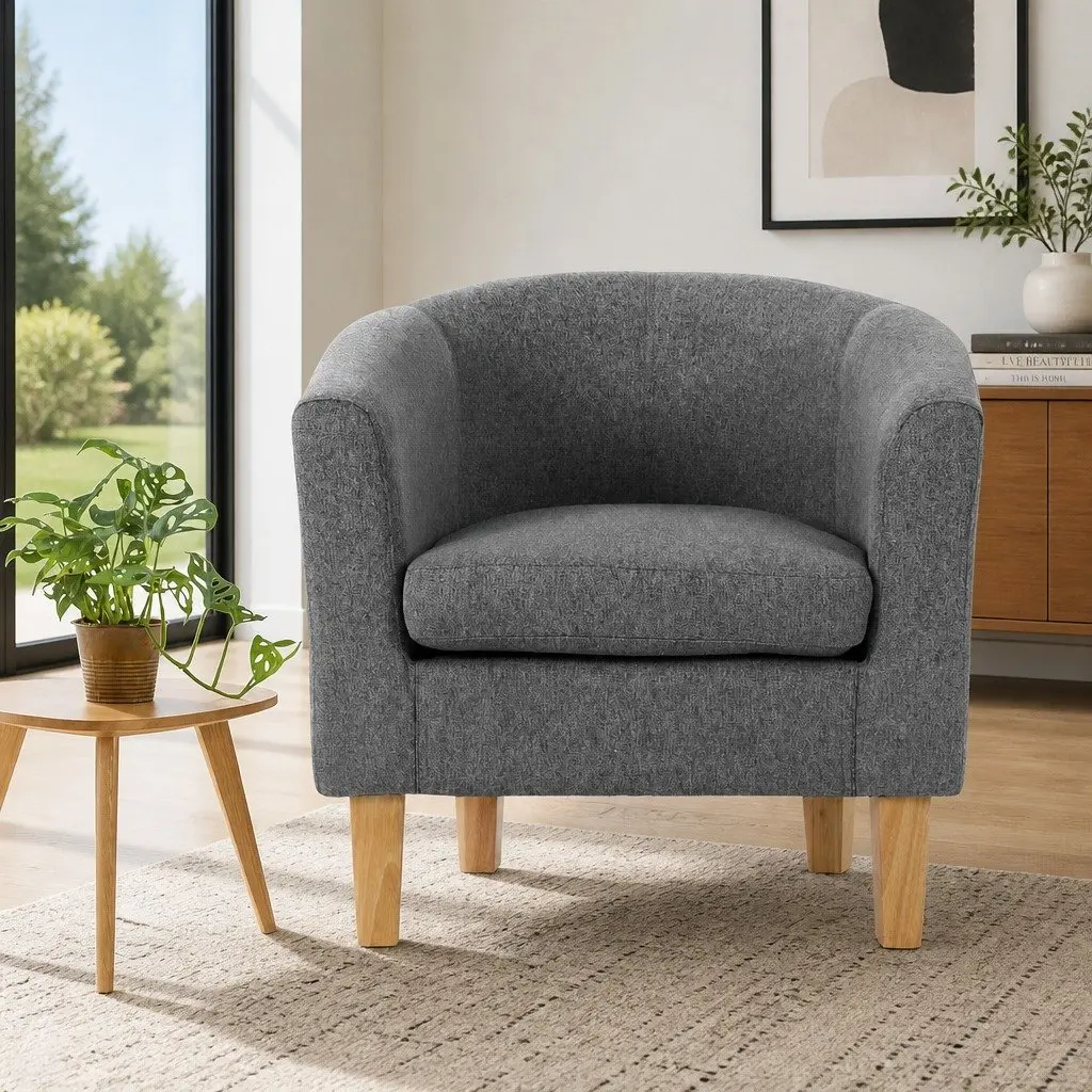 Armchair Linen Fabric 70cm Grey
