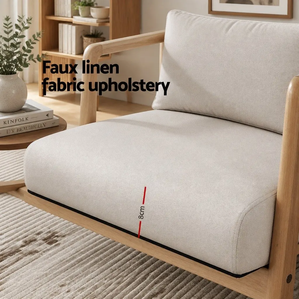 Beige Modern Scandinavian Armchair Lounge Chair