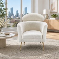 Modern Scandinavian Boucle Armchair with Sturdy Metal Frame