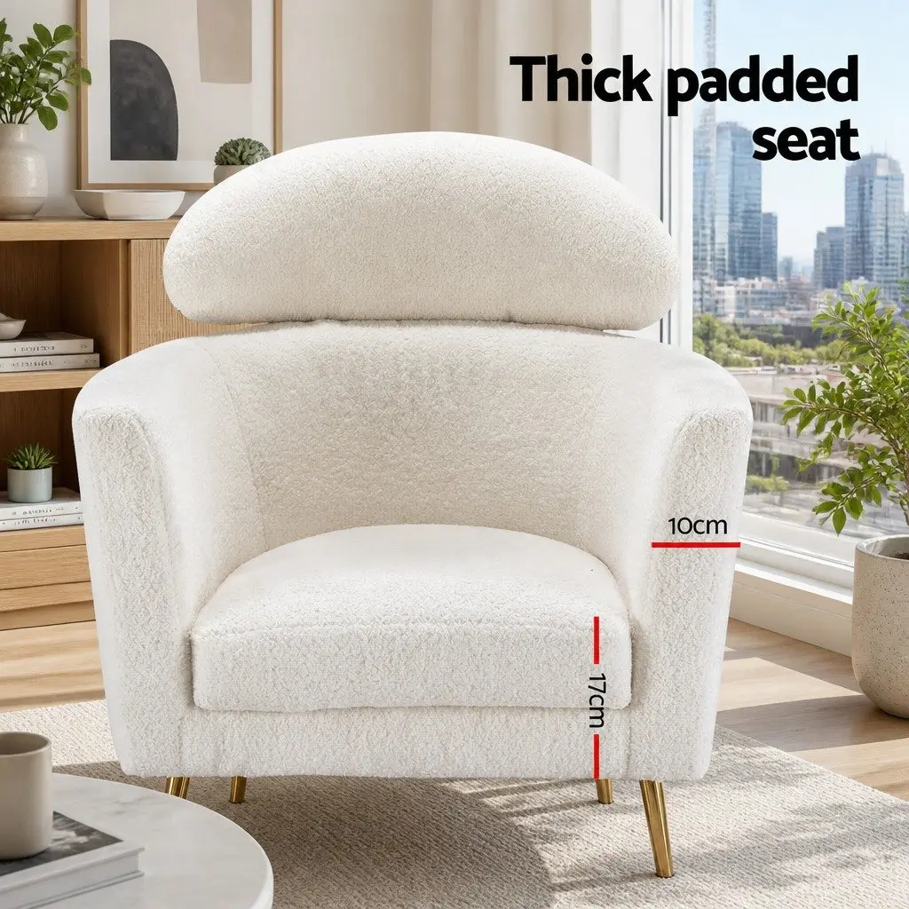 Scandinavian Boucle Armchair with Sturdy Metal Frame