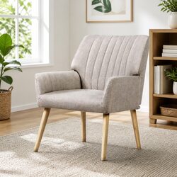 Beige Fabric Armchair with High Resilience Foam