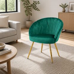 High Resilience Foam Padded Green Velvet Armchair