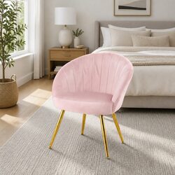 Pink Velvet Armchair with High Resilience Foam and Splayed Legs