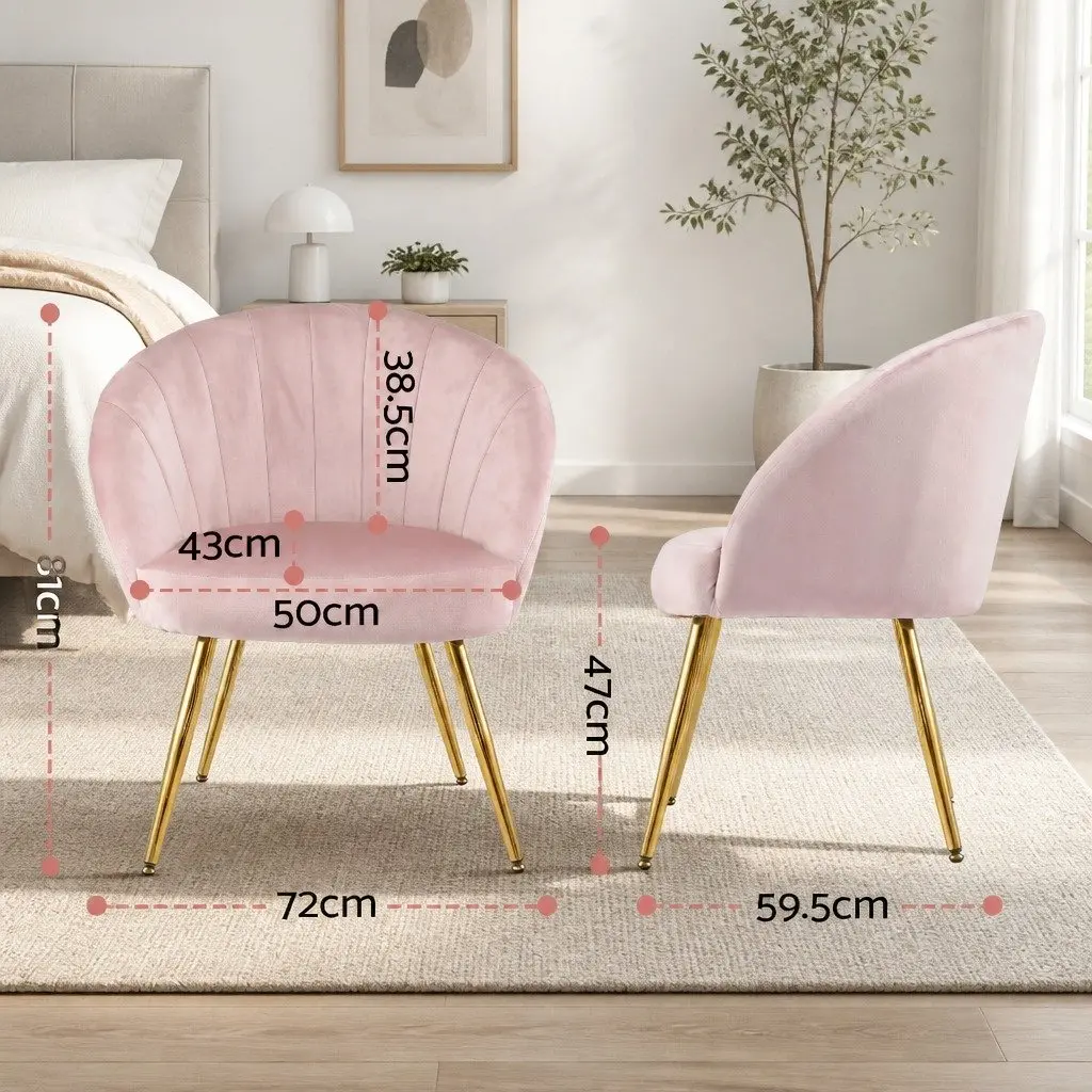 Pink Velvet Armchair with High Resilience Foam and Splayed Legs