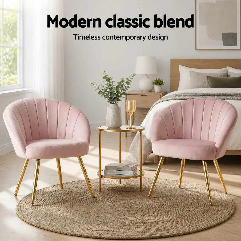 Pink Velvet Armchair with High Resilience Foam and Splayed Legs