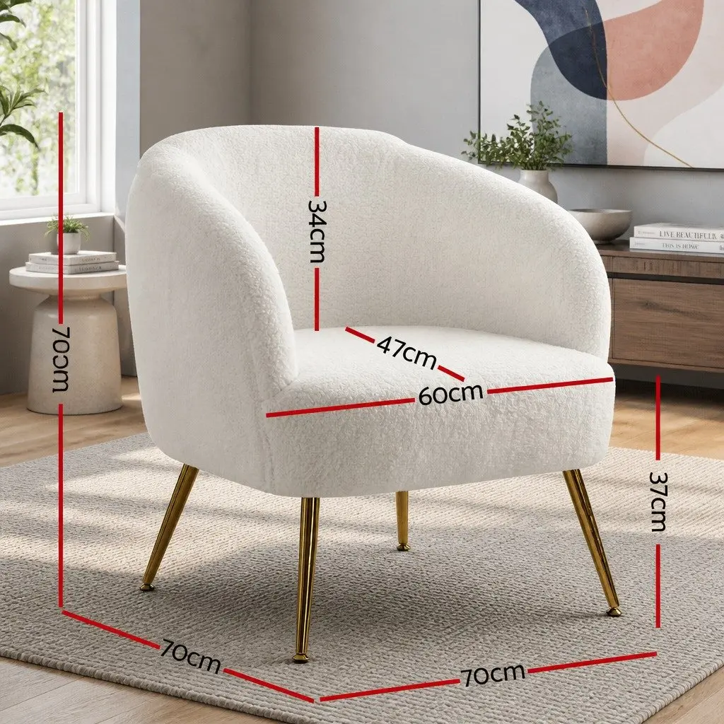 White Sherpa Accent Armchair with Winged Backrest