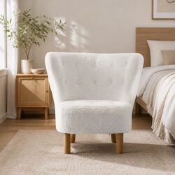 White High-Back Sherpa Armchair for Ultimate Comfort