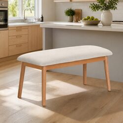 Stylish Dining Bench with Upholstered Seat and Wooden Legs