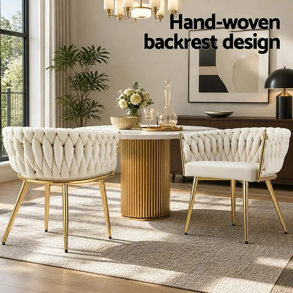 Beige Velvet Armchair with Cushioned Backrest