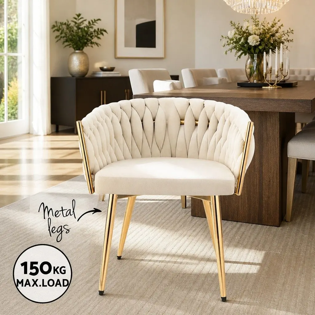 Beige Velvet Armchair with Cushioned Backrest