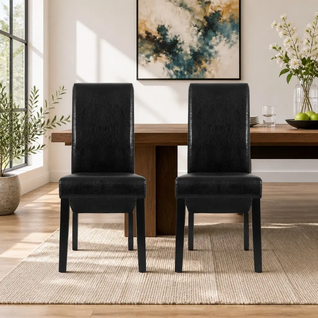 Dining Chairs PU Leather Black 2 Piece
