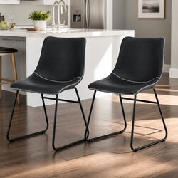 Black Retro Dining Chairs with Padded Seats x2