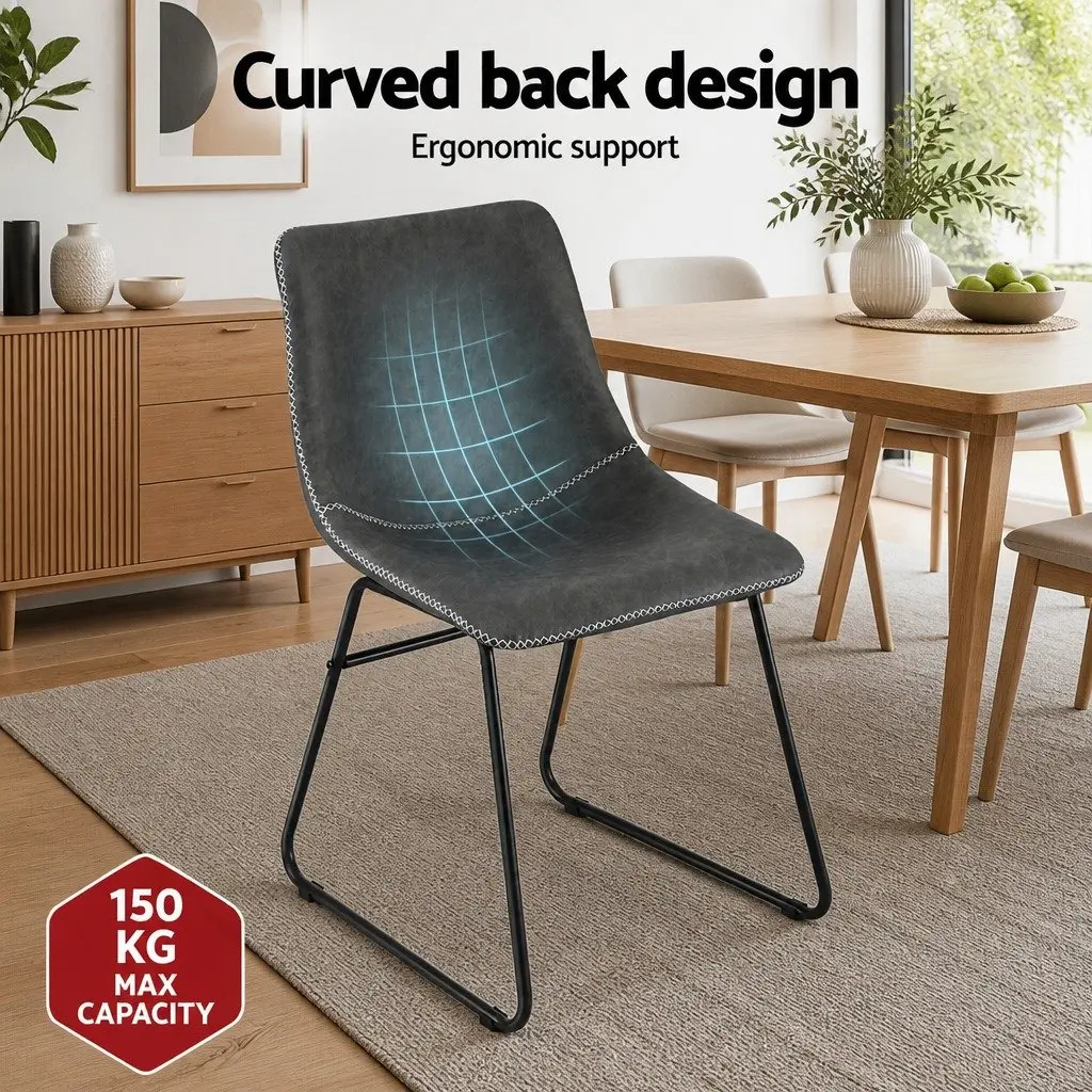 Dining Chairs PU Leather Grey 2 Piece