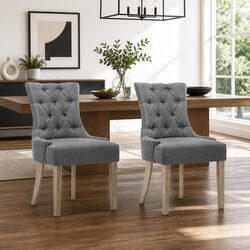 Set of 2 French Provincial Dining Chairs with Tufted Back