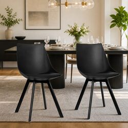 Stylish Modern Dining Chairs Set of 2 with Steel Legs
