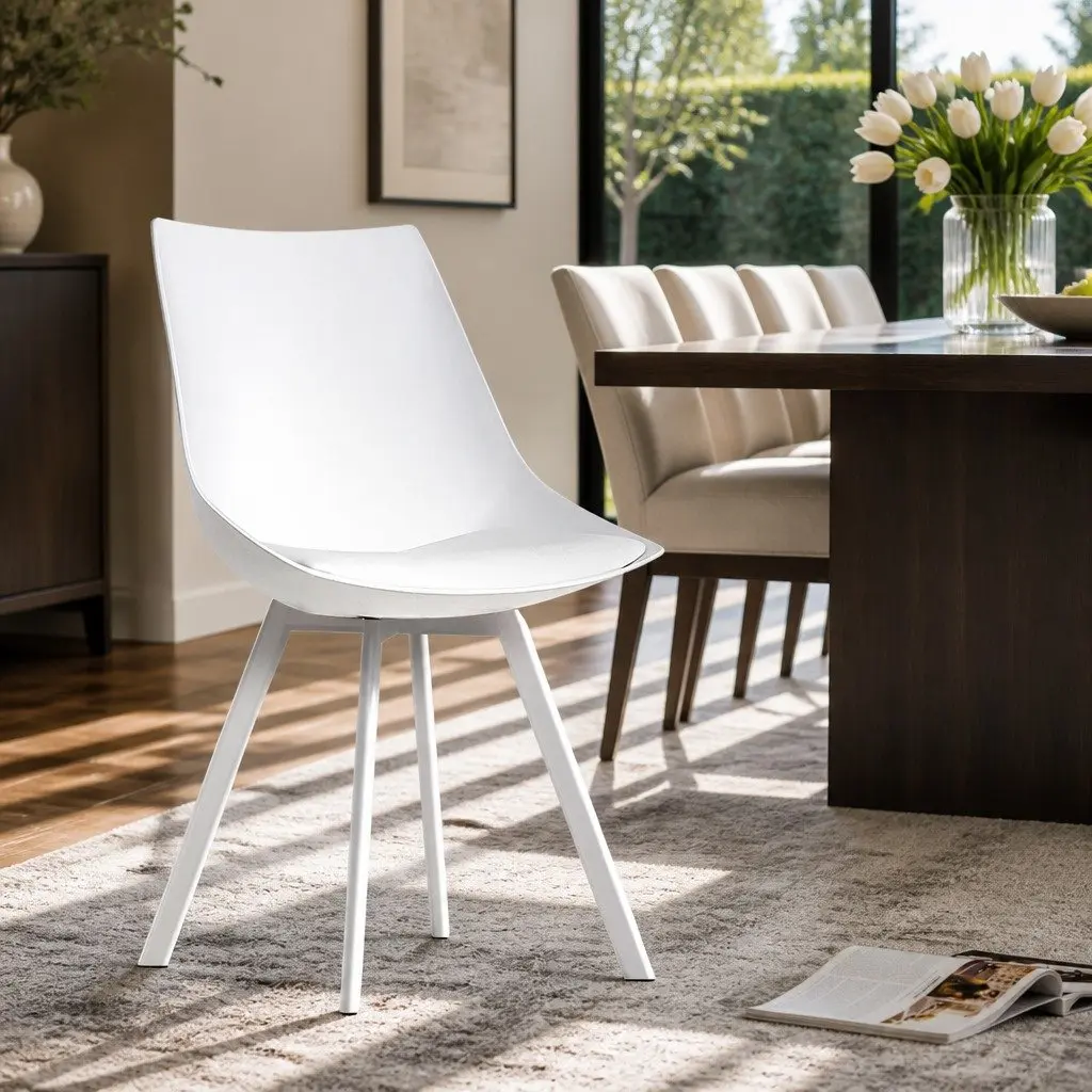 Set of 2 Modern Dining Chairs with Cushioned Support