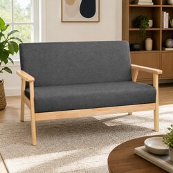 Durable Grey 2-Seater Sofa Armchair with Scandinavian Flair