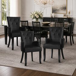 Elegant Set of 4 Velvet Dining Chairs - Black