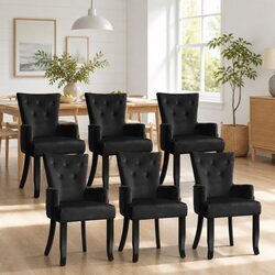 Set of 6 French Provincial Dining Chairs with Tufted Backs