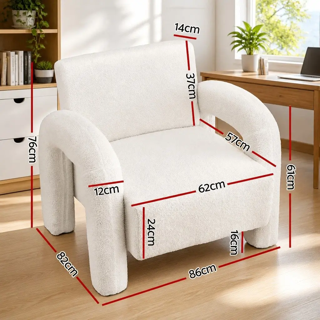 Curved Seat Accent Armchair with Boucle Upholstery