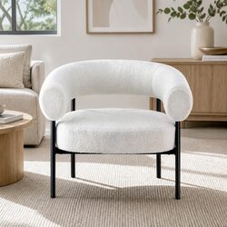 Curved Boucle Accent Chair for Modern Living Spaces
