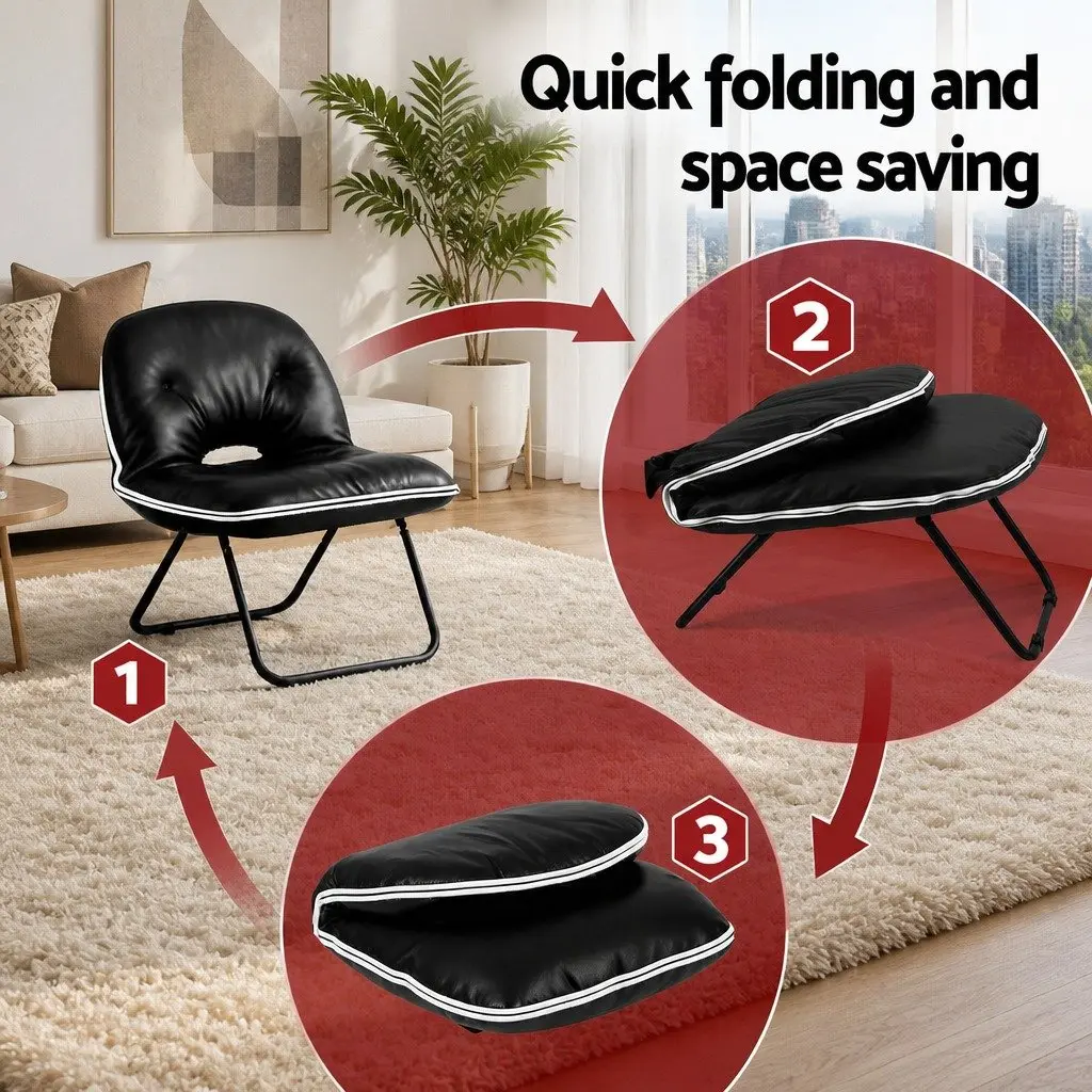 Folding Chair Cat Scratch Resistant Fabric 62cm x 71cm x 63cm Black