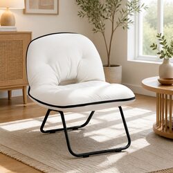 2-in-1 Foldable Armchair with Robust Build, White