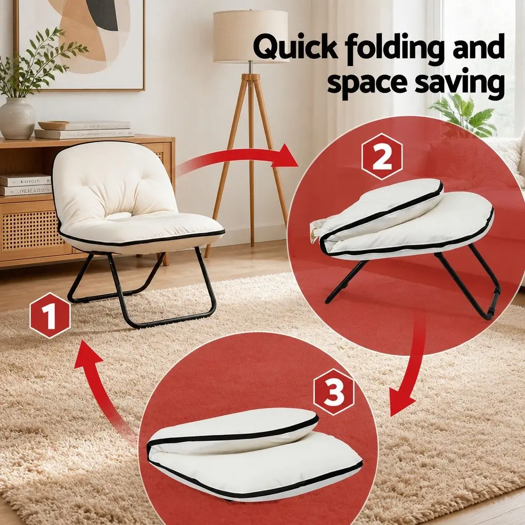 Foldable Armchair Cat-Scratch-Resistant Fabric 62cm x 71cm x 63cm White