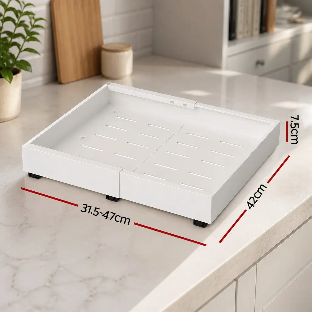 Pull Out Drawers Steel 31.5-47cm White 2 Pack Modern Storage Organizer