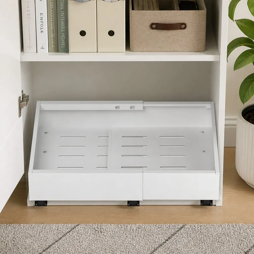 Pull Out Drawers Steel 31.5-47cm White 2 Pack Modern Storage Organizer