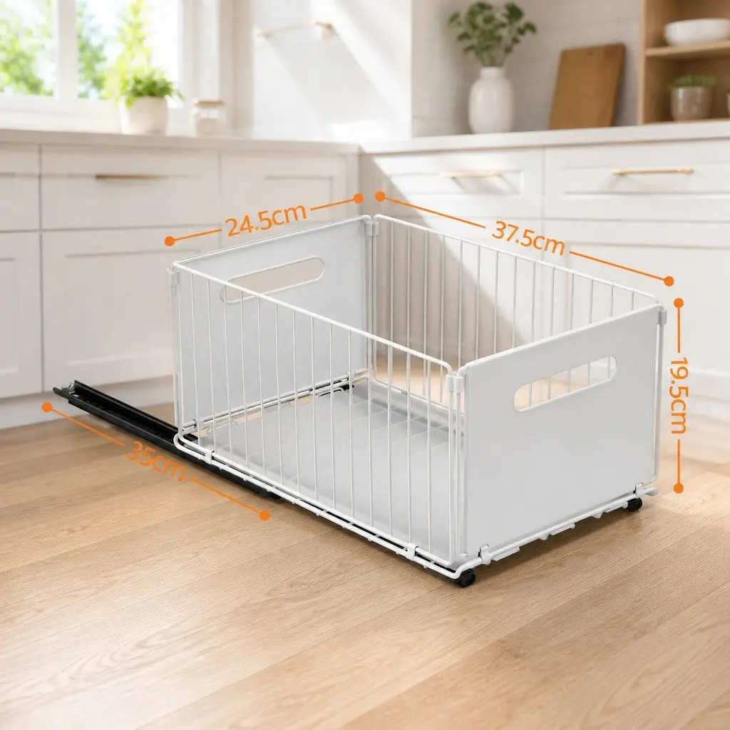 4 Pack White Pull Out Kitchen Drawers for Cabinets