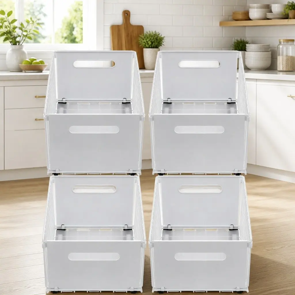4 Pack White Pull Out Kitchen Drawers for Cabinets