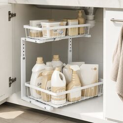Premium Under Sink Organizer with Adjustable Height Drawers