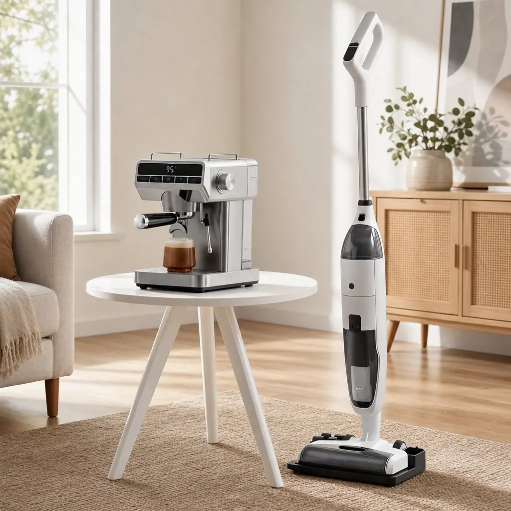 Cordless Wet Dry Vacuum Mop Espresso Coffee Machine Combo White Silver