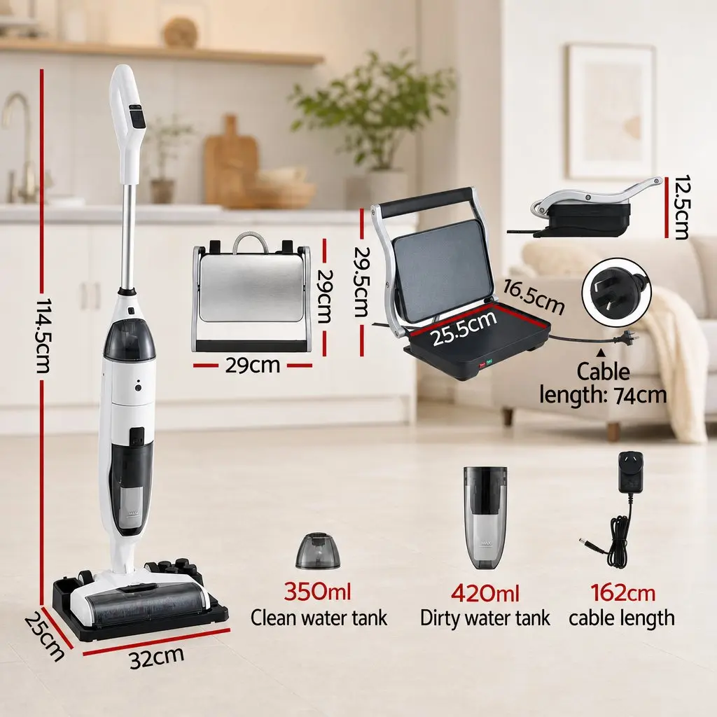 Cordless Vacuum Mop and Panini Maker Combo Set
