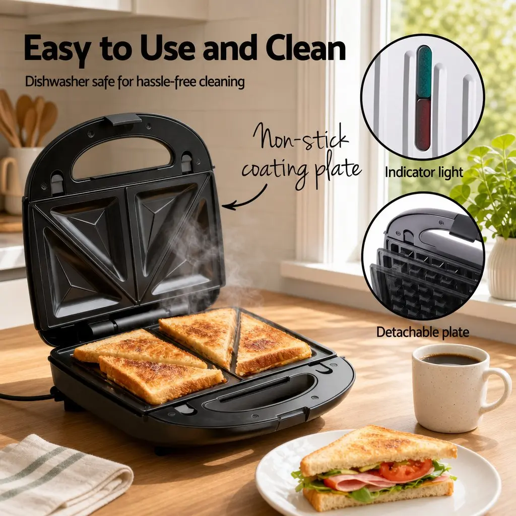 Cordless Wet Dry Vacuum Cleaner and 3-in-1 Sandwich Waffle Maker Combo White Black