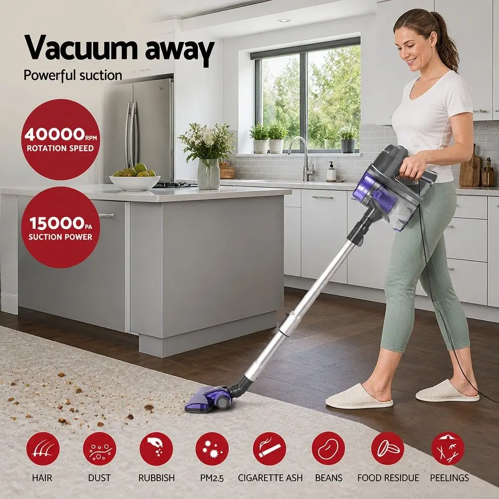 Stick Vacuum Cleaner Corded 450W Purple Silver