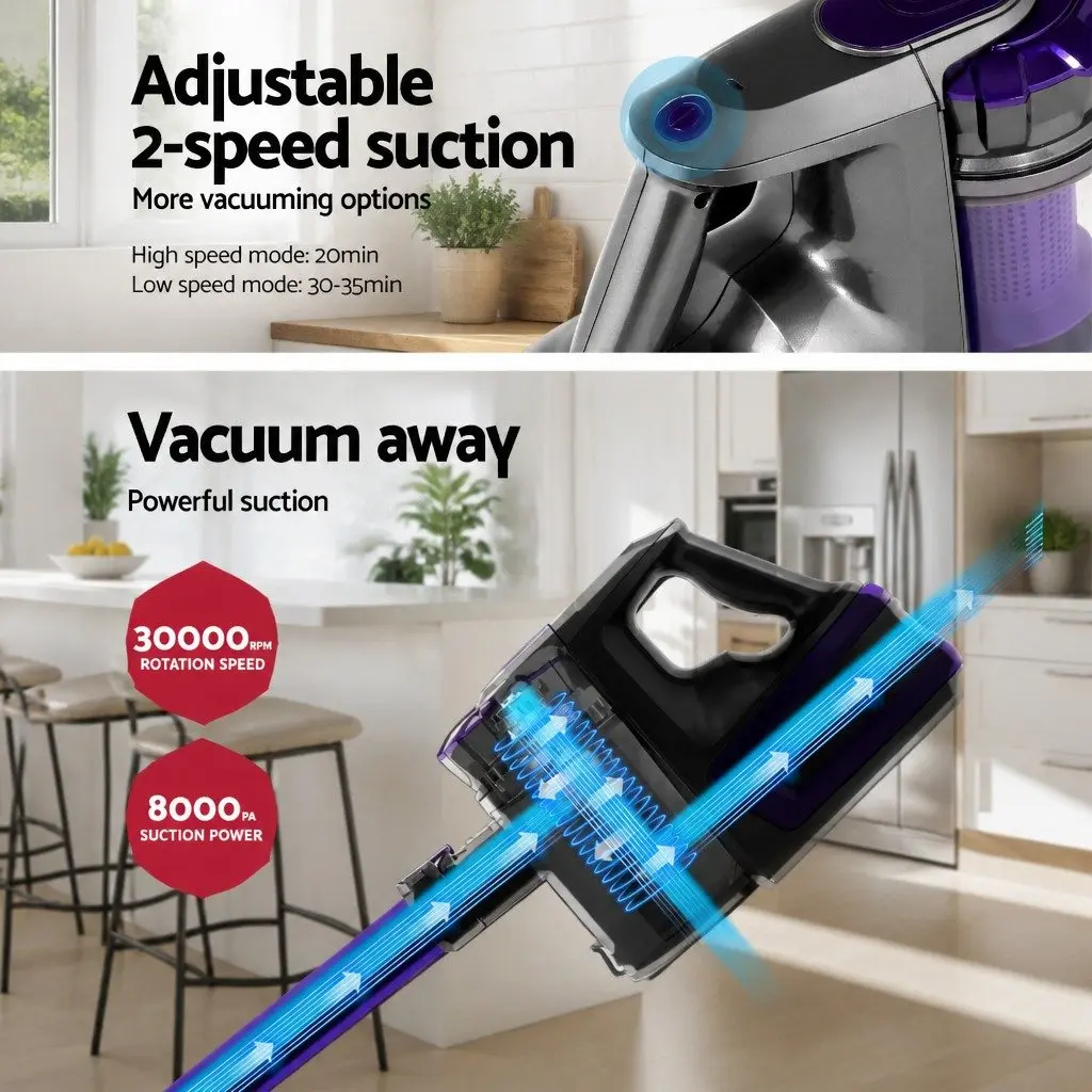 Stick Vacuum Cleaner Cordless Bagless 150W Lightweight Purple